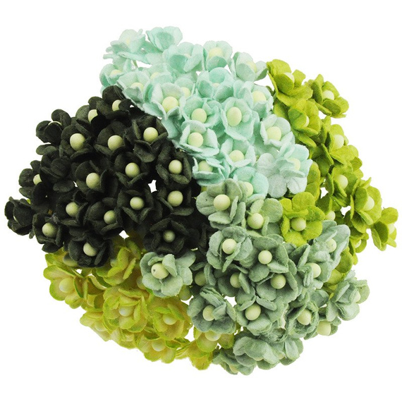 100 MINIATURE MIXED GREEN SWEETHEART BLOSSOM FLOWERS