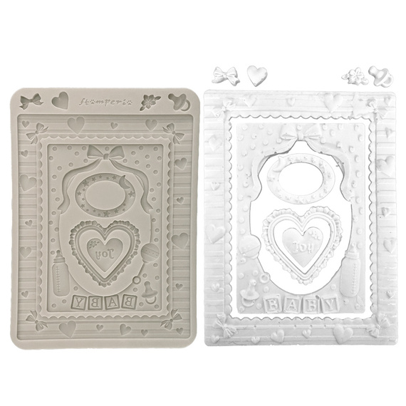 Silicone mold -  Baby frames and hearts -  Stamperia