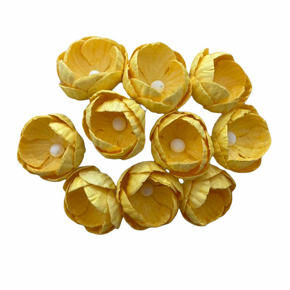 50 YELLOW MULBERRY PAPER BUTTERCUPS