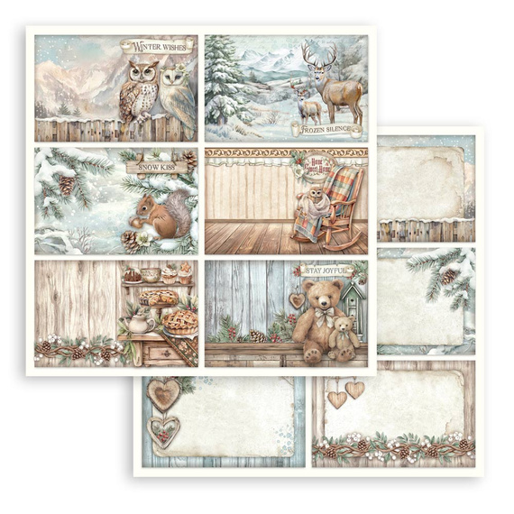 Set of 30x30 scrapbooking papers - Stamperia - The Owl's House