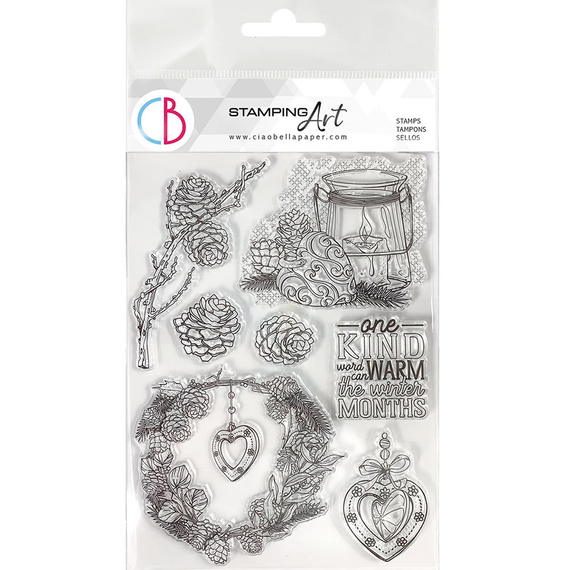 Acrylic stamp 15x21 - Ciao Bella - Warm Heart lantern garland pinecones