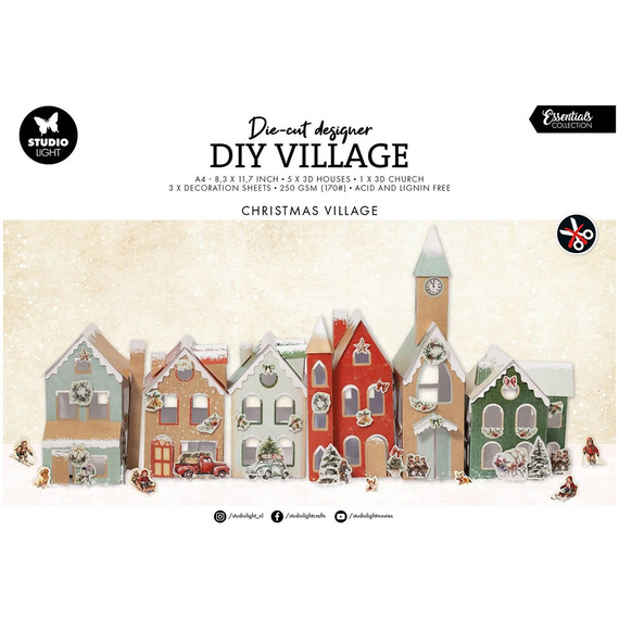 Paper Set with Elements to Create a Christmas Village - Village Christmas DIY - Studio Light