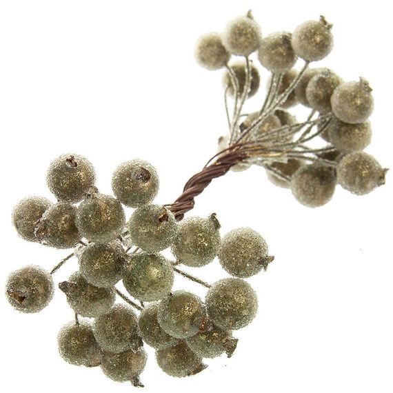 Frosted gold berries of mountain ash on a thin wire. 