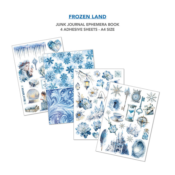 Set of scrapbooking papers A4 - Junk Journal &amp; Ephemera Book - Ciao Bella - Frozen Land
