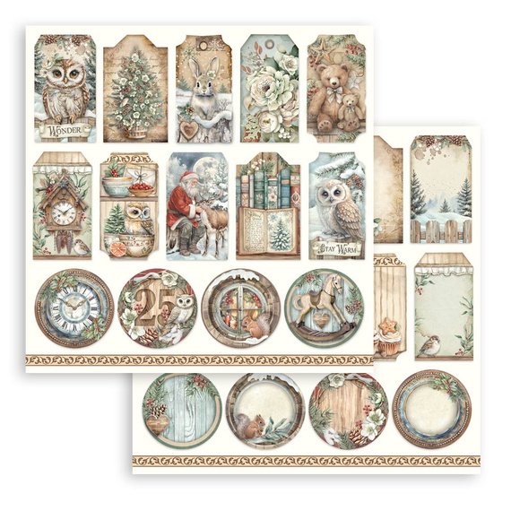 Set of 30x30 scrapbooking papers - Stamperia - The Owl's House