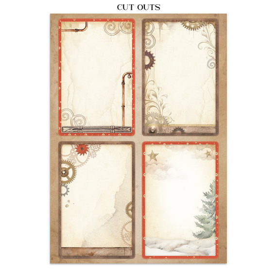 Junk Journal set of papers, stickers and elements - Gear Up For Christmas - Stamperia 