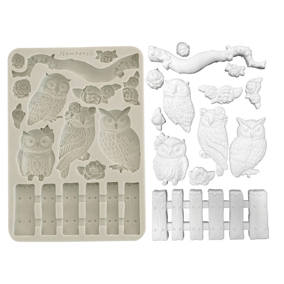 Silicone mold - The Owl's House - owls and twigs - Stamperia