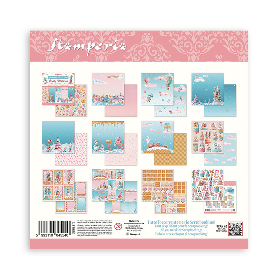 Set of 30x30 scrapbooking papers - Stamperia - Candy Christmas 
