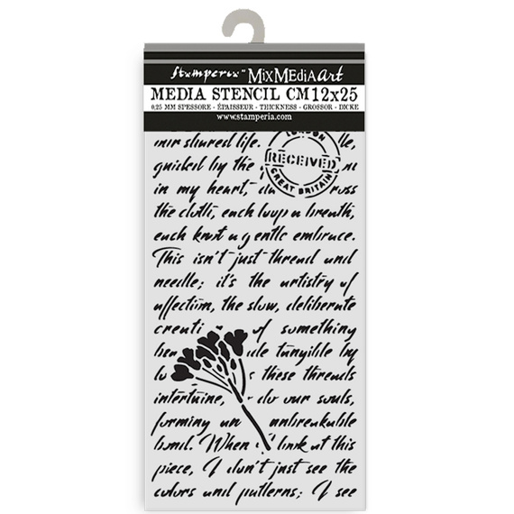 3D Mixed Media Stencil 12x25 cm - Quiet Days Manuscript - Stamperia