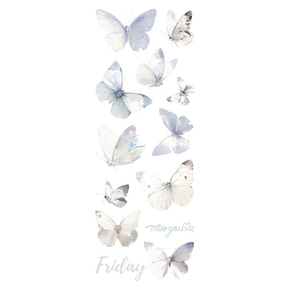 Stickers foil - White and blue butterflies