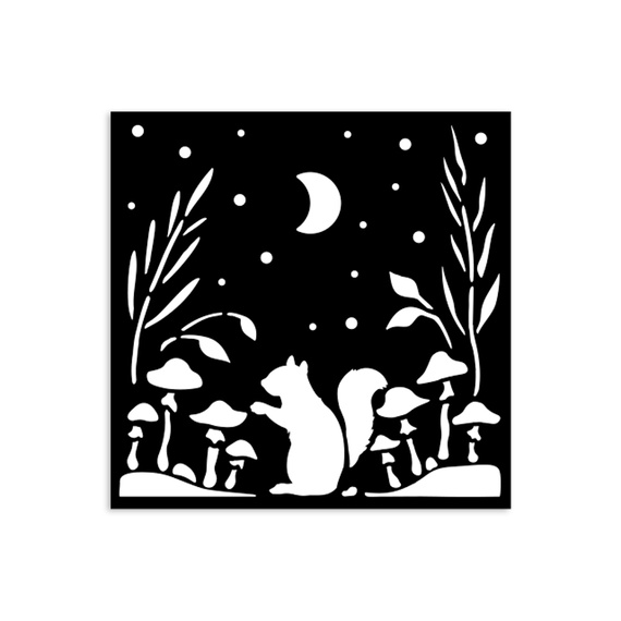 Stencil mixed Media 3D 12x12cm - Herbarium Silvae squirrel - Stamperia 