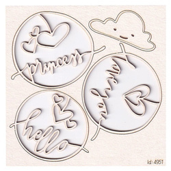 Chipboard lettering - Clouded hearts - Princess