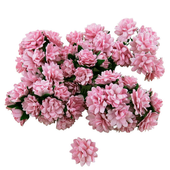 50 BABY PINK MULBERRY PAPER ASTER DAISY STEM FLOWERS