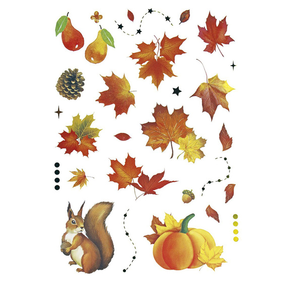 Stickers foil - Leaves, mushrooms, squirrels