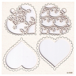 Chipboard - Big Hearts 3D - Tatting Christmas