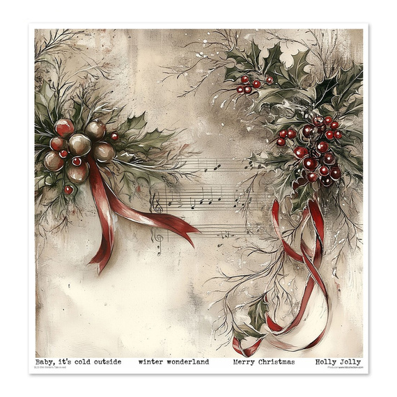 Set of scrapbooking papers 30x30 - Winter's Tale in red