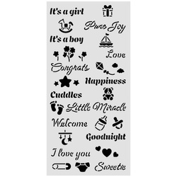Stencil mixed Media 3D 12x25cm - Baby sentences - Stamperia