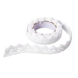 Self-adhesive cotton lace, white 1.8m