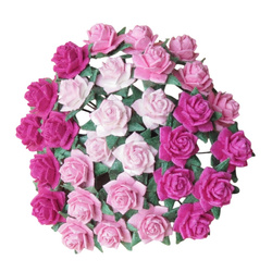 50 MINIATURE MULBERRY PAPER STAR ROSES 12 mm - PINK MIX