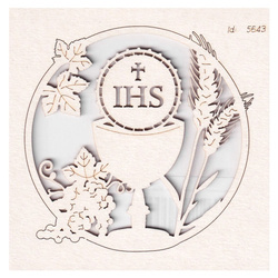 Chipboard Tatting Communion - round frame with chalice - Scrapiniec