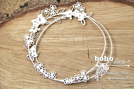 Chipboard - Round frame - Boho Love 