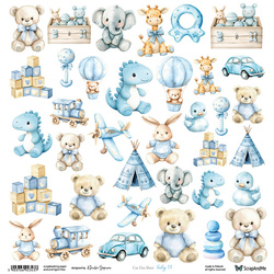 Scrapbooking paper 30x30 - ScrapAndMe -  Baby 01 - sheet with cut-out elements