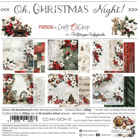 Set of scrapbooking papers 15x15 - Craft o'clock - Oh Christmas Night