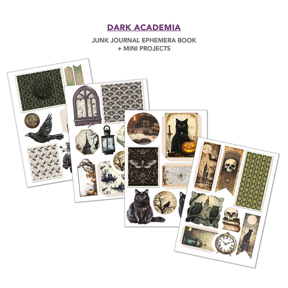 Set of scrapbooking papers A4 - Junk Journal &amp; Ephemera Book - Ciao Bella - Dark Academia
