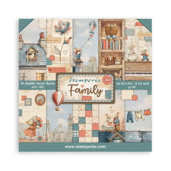 Set of scrapbooking papers 30x30 - Family - Stamperia