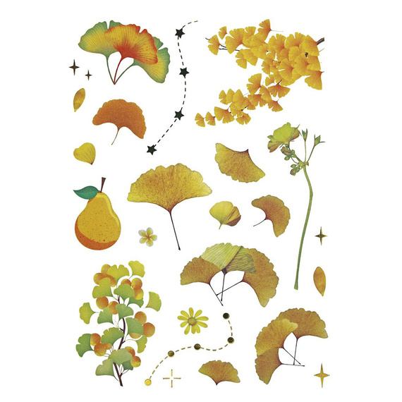 Stickers foil - Yellow flowers and leaves