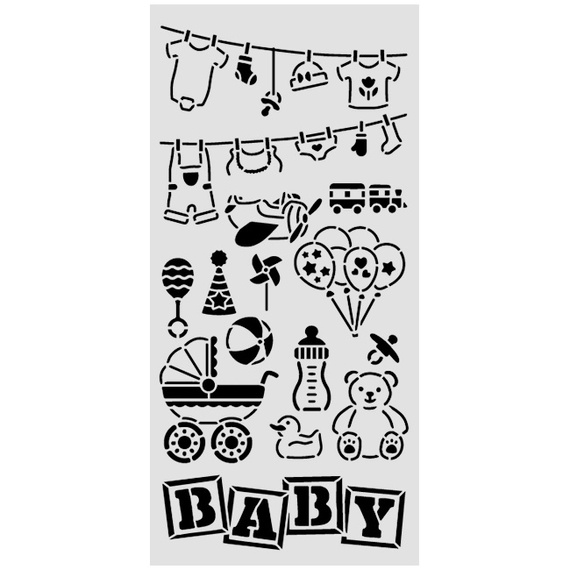 Stencil mixed Media 3D 12x25cm - Baby elements - Stamperia