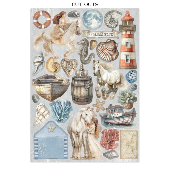 Junk Journal set of papers, stickers and elements - Silent Sea - Stamperia