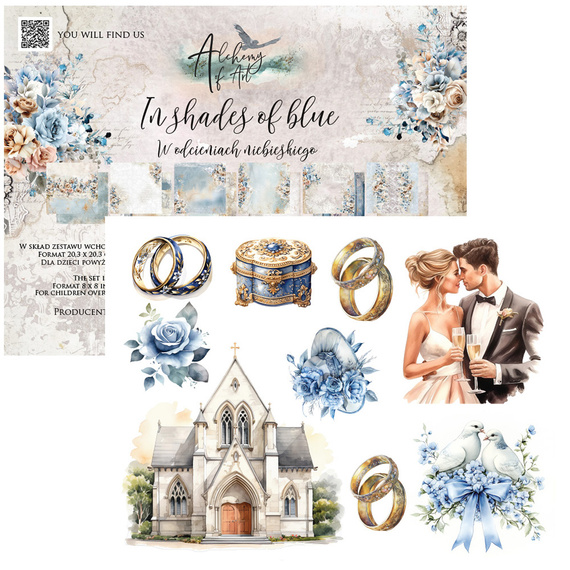 Set of 20x20 papers - Alchemy of Art -  In shades of blue