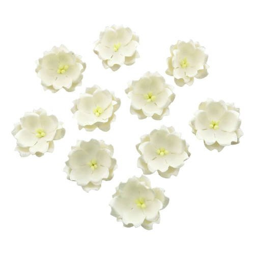 WHITE COTTON STEM MULBERRY PAPER FLOWERS - SET E