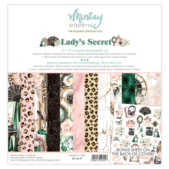 Set of scrapbooking papers 30x30 - Mintay - Lady's Secret