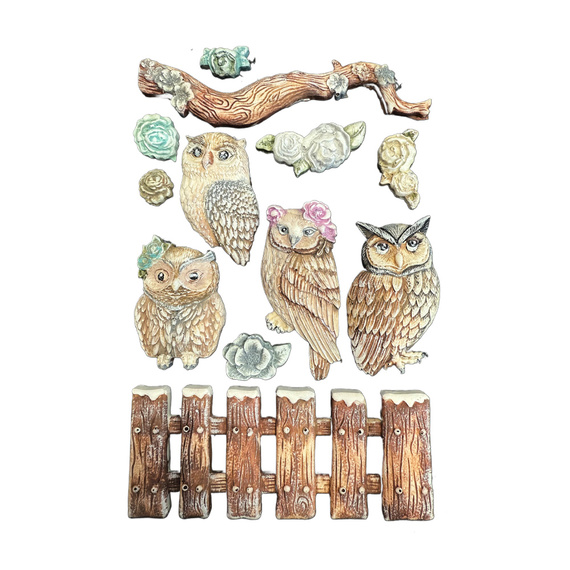 Silicone mold - The Owl's House - owls and twigs - Stamperia