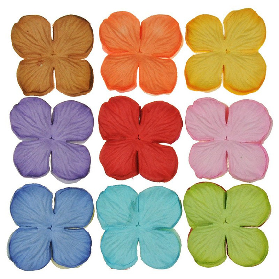 100 MIXED COLOUR HYDRANGEA BLOOMS 35MM