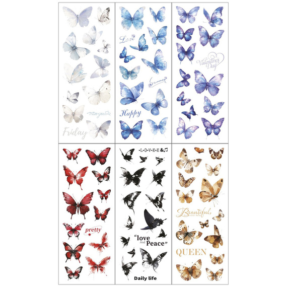 Stickers foil - White and blue butterflies
