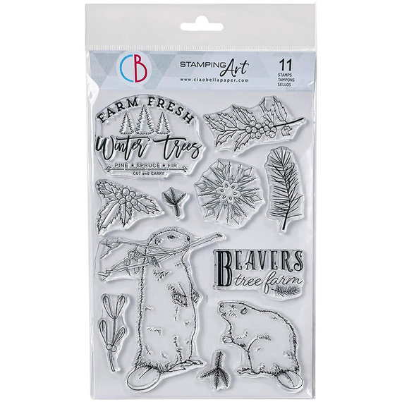 Acrylic stamp 15x21 - Ciao Bella - Beavers Tree Farm beaver holly