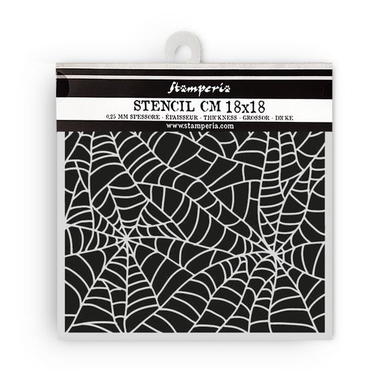 3D Mixed Media Stencil 18x18 cm - Whispering Woods spider web - Stamperia 
