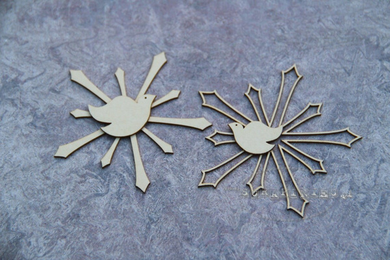 Chipboard - Baptism - pigeon and sun rays 