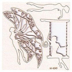 Chipboard with 3 butterfly fairies - Lady butterfly - triplets