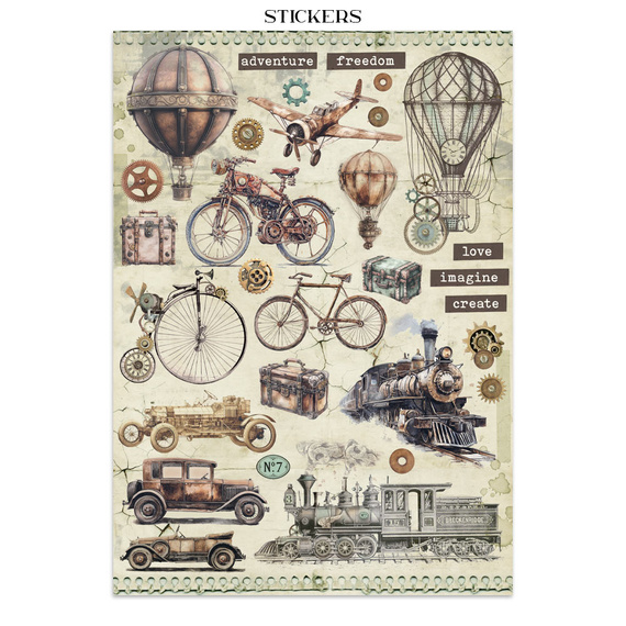 Junk Journal set of papers, stickers and elements - Voyages Fantastiques - Stamperia 