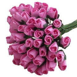 50 PINK MULBERRY PAPER ROSEBUDS 8mm
