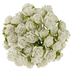 50 IVORY MULBERRY PAPER OPEN ROSES 25  MM