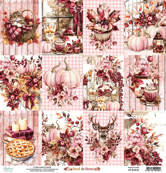 Scrapbooking paper 30x30 - Mintay - Rust & Rose 06