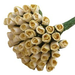 50 CREAM MULBERRY PAPER ROSEBUDS 8MM