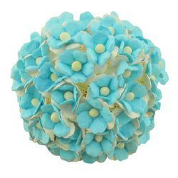 50 2-TONE LIGHT TURQUOISE MULBERRY PAPER SWEETHEART BLOSSOM FLOWERS