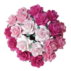 50 MULBERRY PAPER STAR ROSES 25 mm - PINK MIX