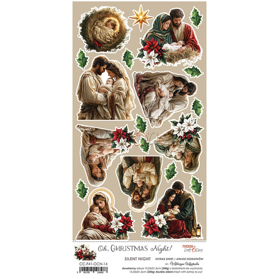Scrapbooking paper 15x30 - Craft o'clock - Extras Sheet - Oh Christmas Night - Silent Night 